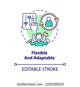 Flexibles und anpassbares Konzeptsymbol. Vorteil der nicht formalen Bildung abstrakte Idee dünne Linie Illustration. Einzeln Umrisszeichnung. Bearbeitbarer Strich. Arial, Myriad Pro Fett Schriftarten verwendet