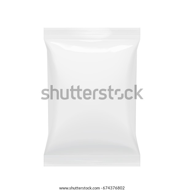 柔軟なフォイルの袋 スナックピローリアルパッケージ 物品のポリエチレン包装 ブランドテンプレートのモックアップ ベクターイラスト のベクター画像素材 ロイヤリティフリー