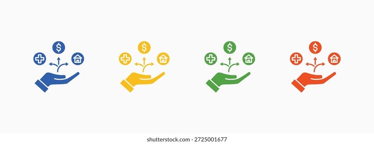 Elemento De Coleta De Estilo Múltiplo De Cor Do Conjunto De Ícones De Benefício Flexível Para Design