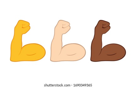 Flexible bicep muscle or strong workout icon set flat in modern colour design concept on isolated white background. EPS 10 vector.