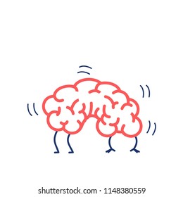 Flexible brain. Vector concept illustration of brain plasticity | flat design linear infographic icon bred and blue on white background