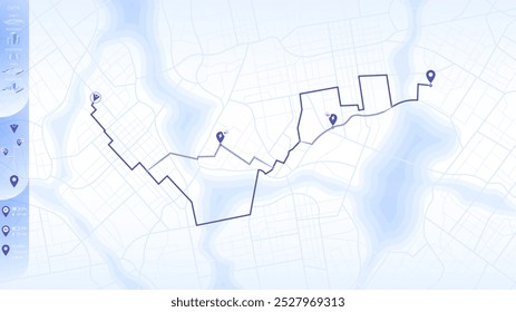 Flexible charging solutions for electric vehicles. Public charging stations available along route. Select the most convenient route to drive back home. Vector illustration