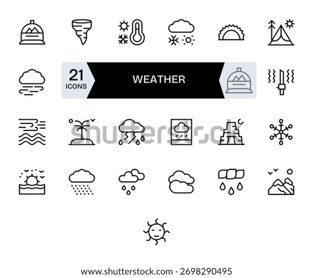 A flexible collection of 25 Regular Line icons reflecting Weather, ideal for rapid iteration.