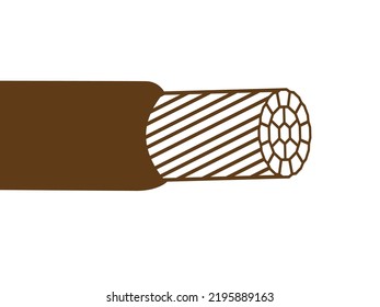 Flexible copper electrical wire and cable. Vector flat outline icon illustration isolated on white background.