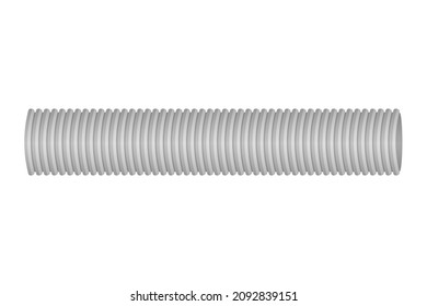 Flexible corrugated gray plastic pipe isolated on white. Vector illustration of hose connection for plumbing.