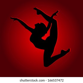 Flexible dancing girl in a high jump