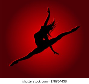 Flexible dancing girl in red light