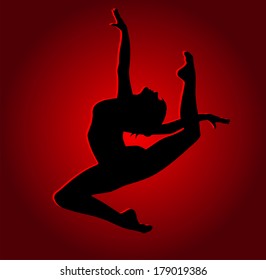 Flexible dancing girl in red light