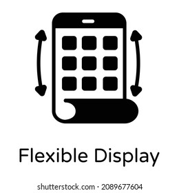 Flexible display glyph icon, editable vector 