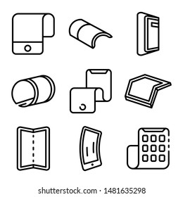 Flexible display icons set. Outline set of flexible display vector icons for web design isolated on white background