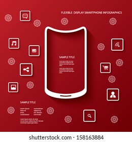 Flexible display smartphone infographics with several icons in modern 3d design suitable for presentations, advertising, infographics, etc.