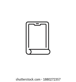 Flexible display smartphone, smartphone technology simple thin line icon vector illustration
