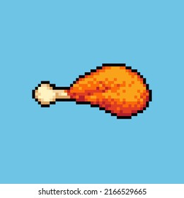 Flexible Editable vector fried chicken thigh pixel art for game development, 
graphic design, website assets and more.