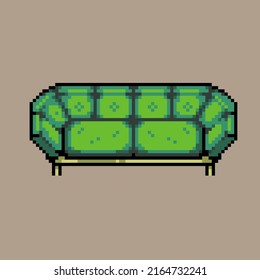 Flexible Editable vector sofa pixel art for game development, graphic design, website assets and more.