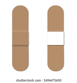 Flexible fabric adhesive plaster bandage, vector illustration. First aid band for wound care.