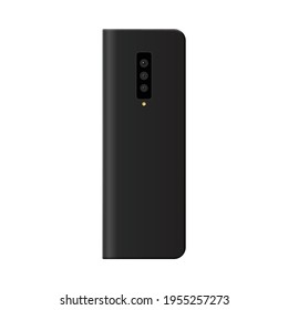 Teléfono plegable flexible con pantalla cerrada, ilustración vectorial realista aislada.