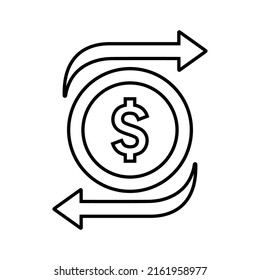 Flexible, funding, currency outline icon. Line art vector.