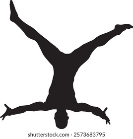 A flexible gymnast silhouette performing a needle scale, balancing on one leg with the other leg extended vertically upward, creating a perfect line, with a subtle gradient backdrop."