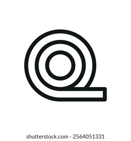 Flexible hose pipe isolated icon, PVC pipe roll vector symbol with editable stroke