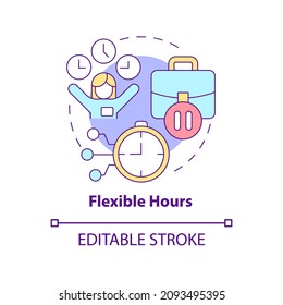 Flexible hours concept icon. Flextime. Adjustable working schedule abstract idea thin line illustration. Isolated outline drawing. Editable stroke. Roboto-Medium, Myriad Pro-Bold fonts used