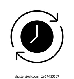 Flexible Hours Vector for Remote Job Freedom. Work clock icon illustration, time management concept, digital work-life balance.