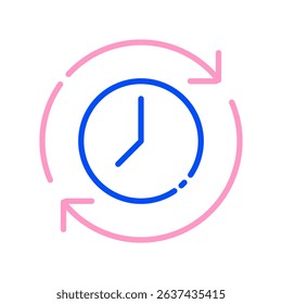 Flexible Hours Vector for Remote Job Freedom. Work clock icon illustration, time management concept, digital work-life balance.