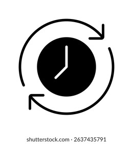 Flexible Hours Vector for Remote Job Freedom. Work clock icon illustration, time management concept, digital work-life balance.