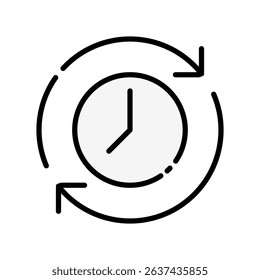 Flexible Hours Vector for Remote Job Freedom. Work clock icon illustration, time management concept, digital work-life balance.
