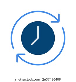 Flexible Hours Vector for Remote Job Freedom. Work clock icon illustration, time management concept, digital work-life balance.