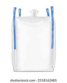 Flexible intermediate bulk container big bag with top skirt mockup. High realistic. Vector illustration isolated on white background. Ready for use in presentation, promo, advertising. EPS10.	