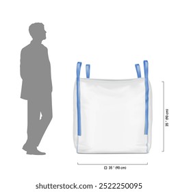 Mockup de saco grande recipiente de granel intermediário flexível. Alto realista. Ilustração vetorial isolada sobre fundo branco. Pronto para uso em apresentação, promoção, publicidade e muito mais. EPS10
