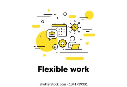 Flexible Job Line Icon. Hire Employee Concept Illustration. Job Recruitment. Work Schedule Timetable. Employment, Recruiting, Flexible Contract Work. Hire To Remote Job. Editable Stroke. Vector