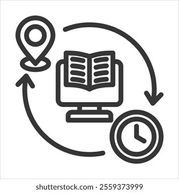 Flexible Learning Outline Icon Vector Illustration