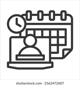 Flexible Learning Schedule Outline Icon Vector Illustration