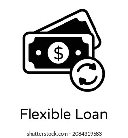 Flexible loan in glyph style icon 