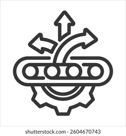 Flexible Manufacturing Outline Icon Vector Illustration