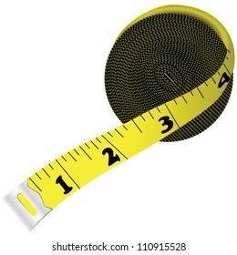 A flexible measuring instrument with household divisions. Vector illustration.