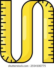 flexible measuring tape concept, ruler marked in centimeters and inches colorline vector, Bespoke tailoring symbol, custom measure clothing sign,Sew and Tailor materials stock illustration