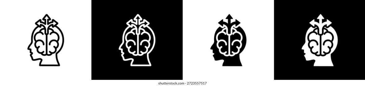 Línea Flexible De La Mentalidad N Estilo Del Icono Del Glifo En Fondo Blanco Y Negro