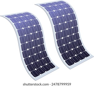 Flexible new solar panels | vector illustration | isolated on white background