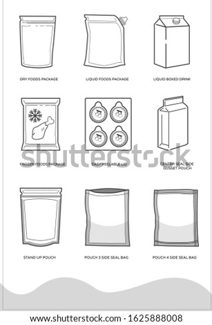 flexible packaging outlines set icons 