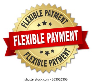 Flexible Payment Round Isolated Gold Badge