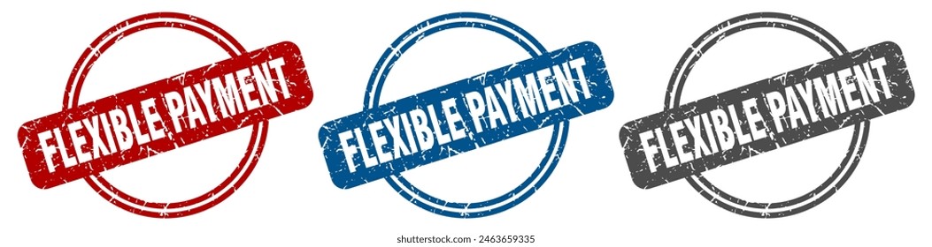 flexible payment round isolated label sign. flexible payment stamp