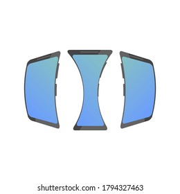 Flexible phone, elastic screen. Vector illustration, color cartoon design, isolated on white background, eps 10.