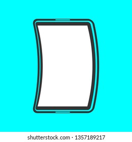 Flexible phone. Vector drawing. Isolated object on blue background. Isolate.