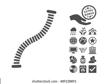 Flexible Pipe icon with bonus design elements. Vector illustration style is flat iconic symbols, gray color, white background.