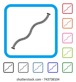 Flexible Pipe icon. Flat grey pictogram symbol in a blue rounded frame. Black, gray, green, blue, red, orange color variants of Flexible Pipe vector. Designed for web and app interfaces.