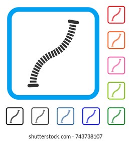 Flexible Pipe icon. Flat grey pictogram symbol in a blue rounded rectangular frame. Black, gray, green, blue, red, orange color variants of Flexible Pipe vector.