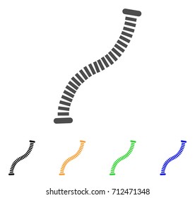 Flexible Pipe icon. Vector illustration style is a flat iconic flexible pipe symbol with black, gray, green, blue, yellow color variants. Designed for web and software interfaces.