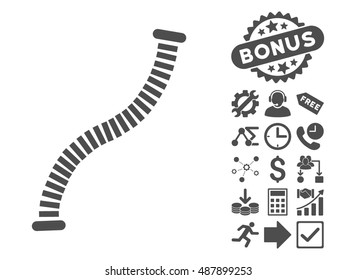 Flexible Pipe pictograph with bonus clip art. Vector illustration style is flat iconic symbols, gray color, white background.